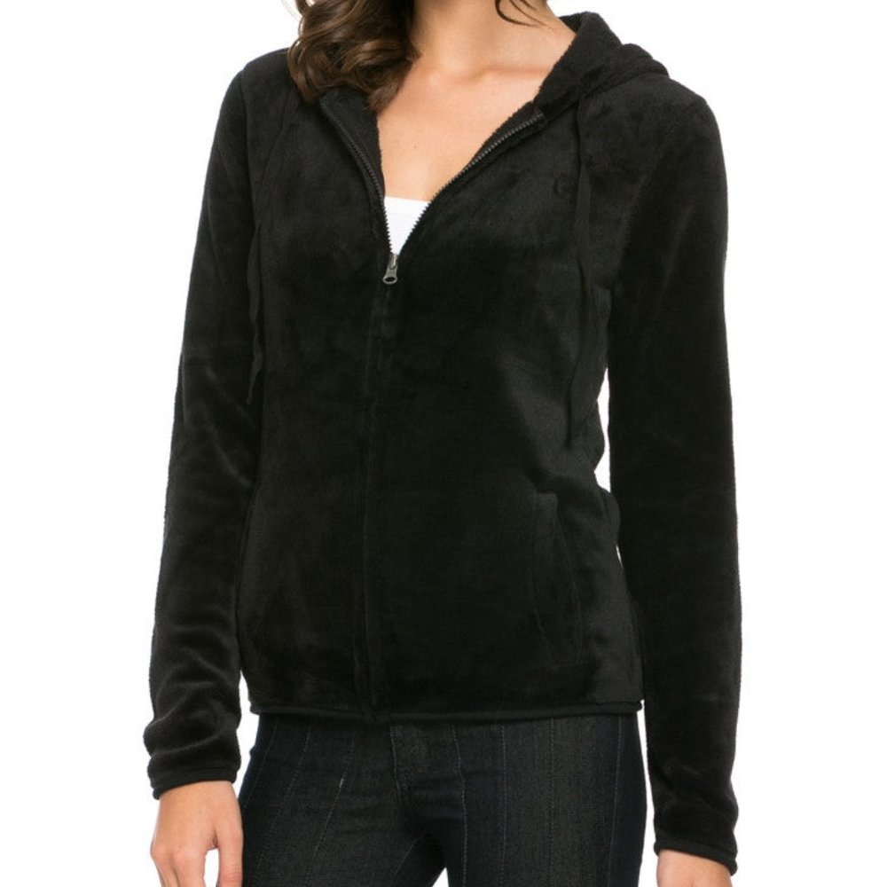 NWOT black 🖤 full zip fleece hoodie jacket